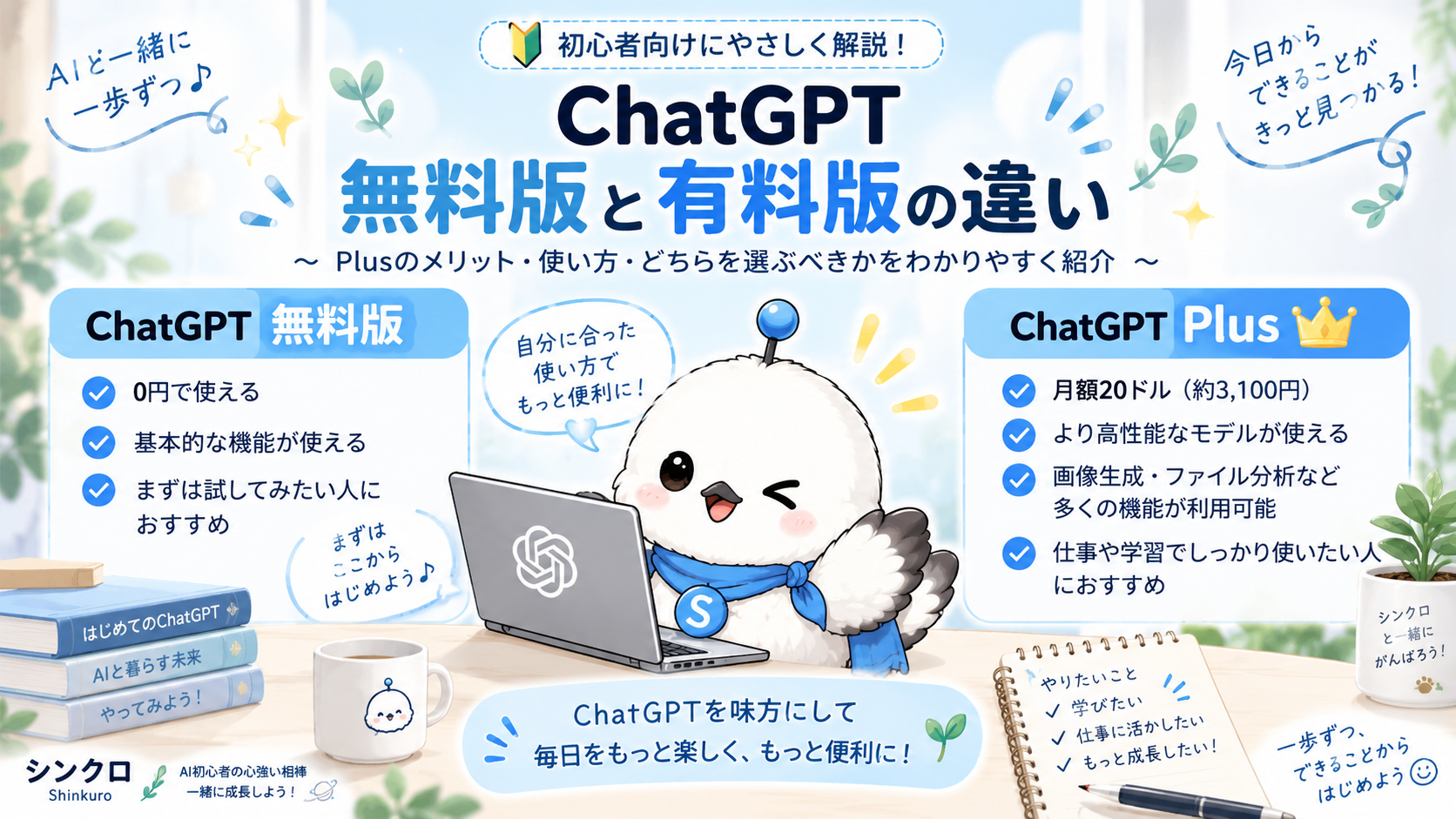 ChatGPT無料版と有料版Plusの違いを初心者向けに解説
